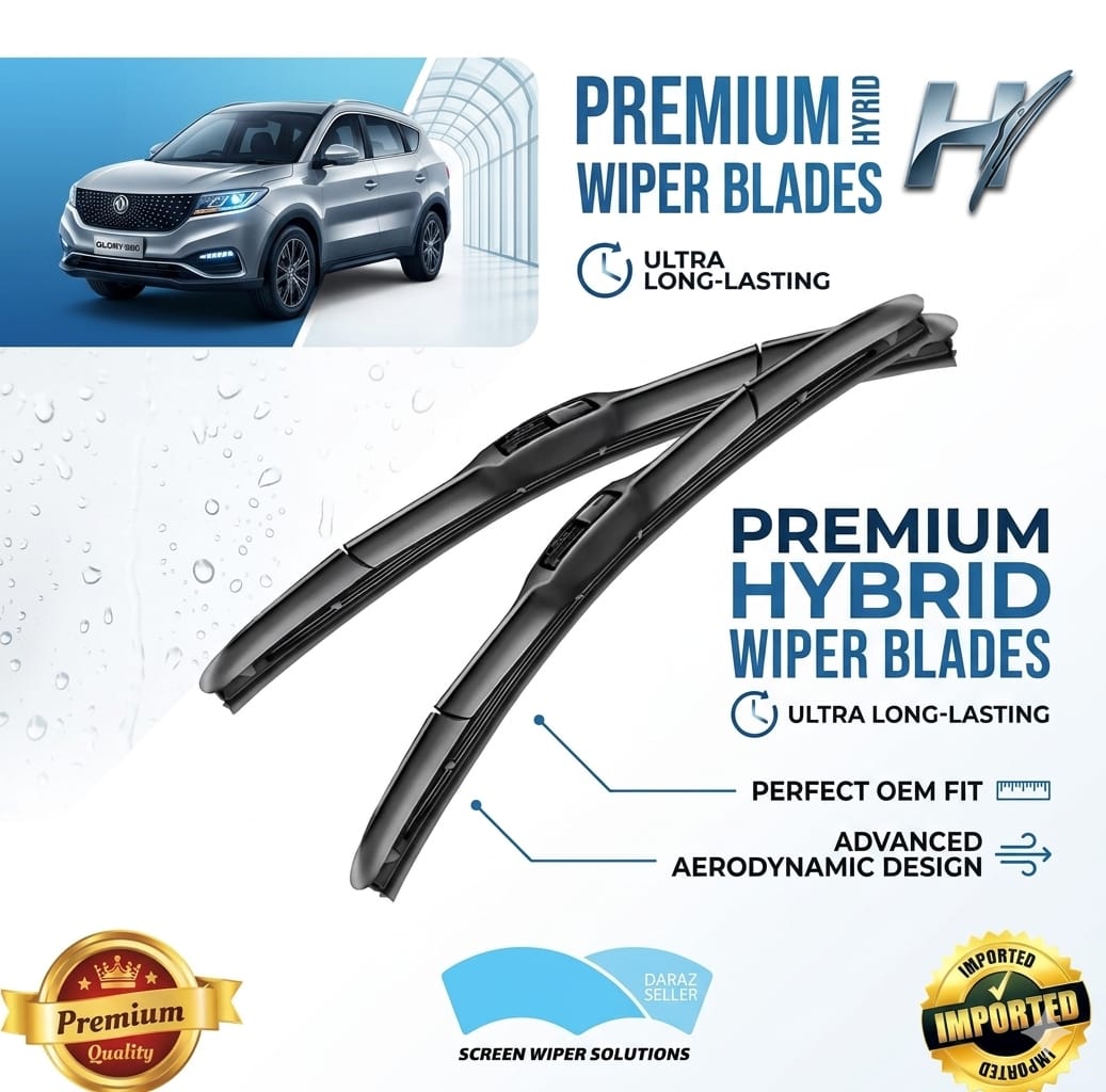 Glory 580 Pro Hybrid Special Type Wiper Blades 16''/24'' | Premium Soft Silicone Windshield Wipers | Noise Free & High Performance Car Wipers