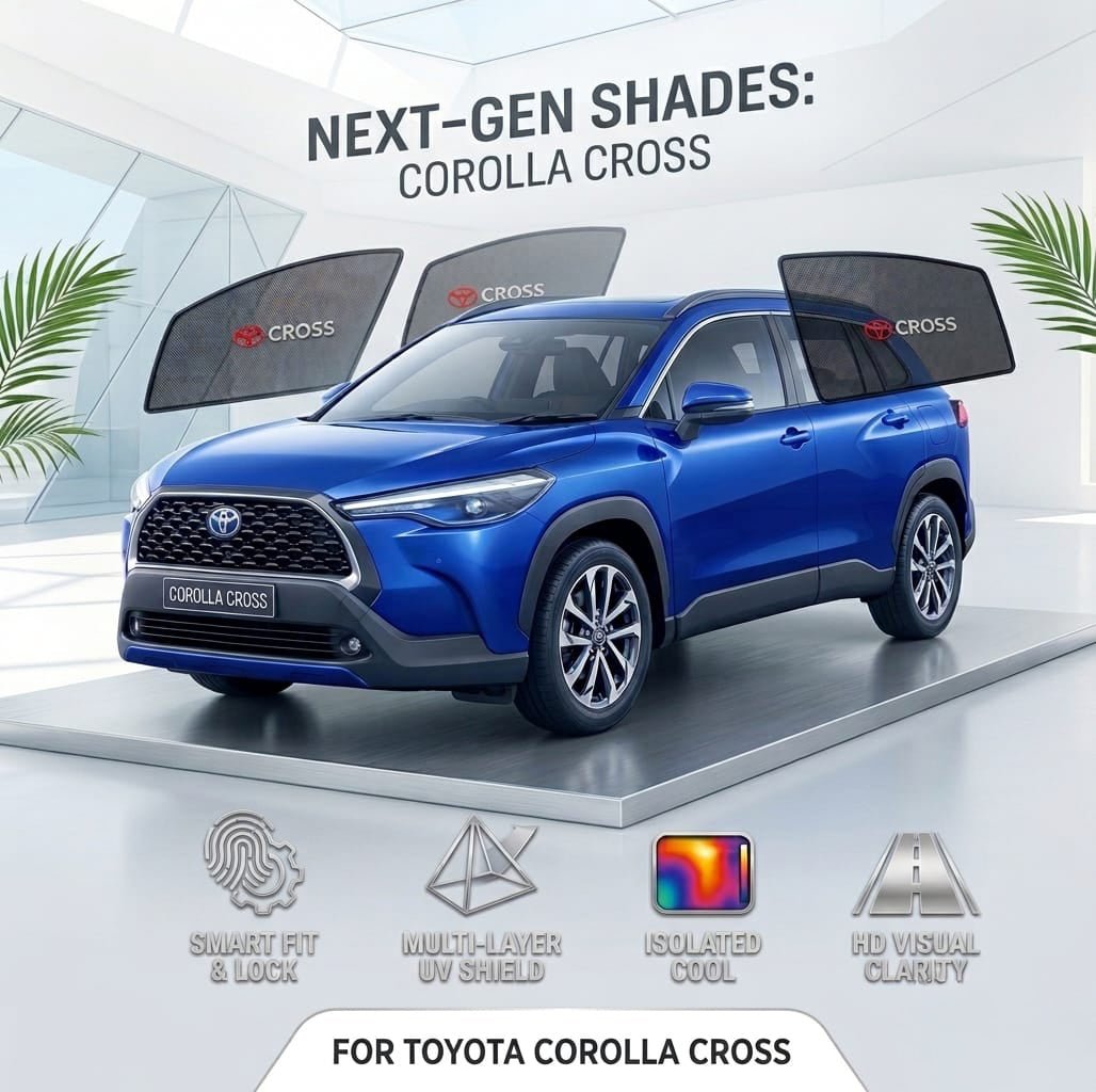 Toyota Corolla Cross Sun Shades Fixed Type | Custom Fit Side Window Sun Blinds | Net Fabric UV Protection Heat Control Privacy Covers