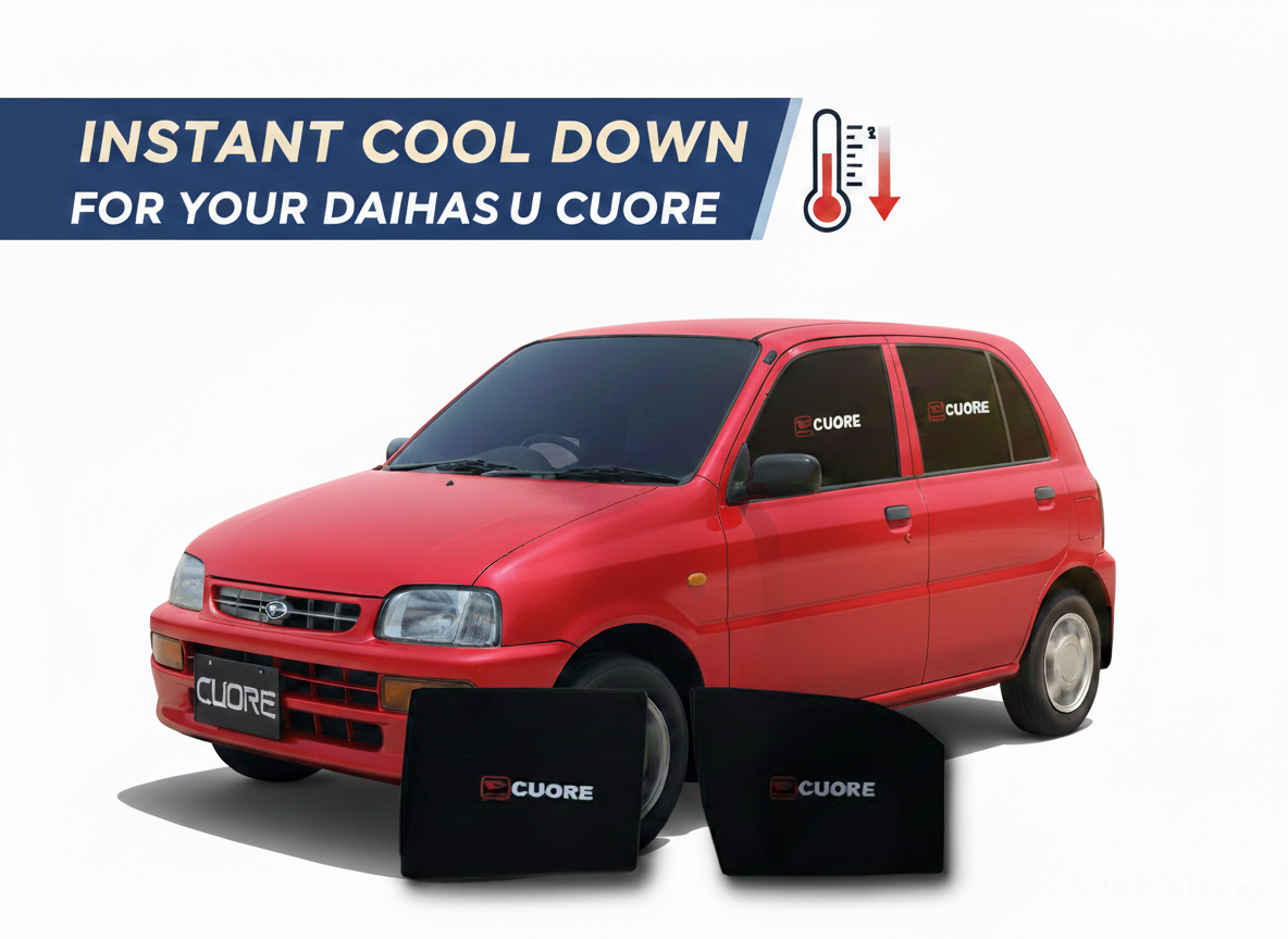 Daihatsu Cuore Sun Shade 4 Pcs Fixed Type - Side Window Sunshades for Cuore , UV Protection, Easy Fit