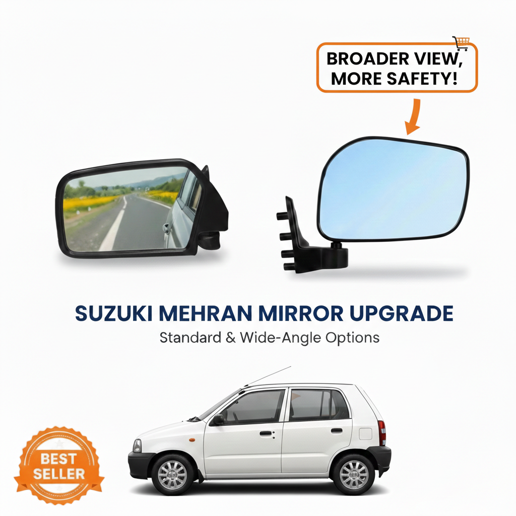 Suzuki Mehran Side View Mirror Wide Angle Left & Right Car Door Mirrors - Mehran Sideview mirror set