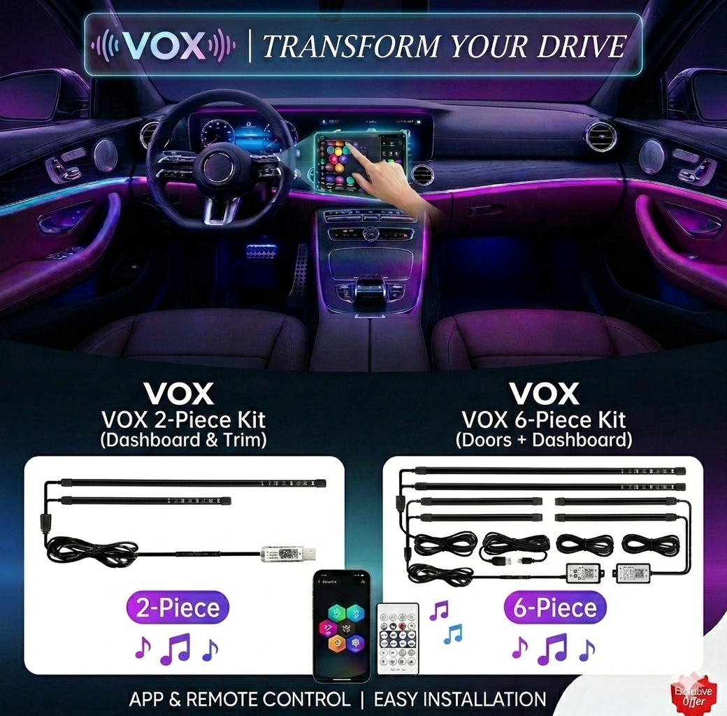 RGB Car Interior Ambient Light Kit 2 Pcs and 5+1 Pcs (43 inch) | Remote + App Control Dashboard & 4 Door LED Strips | Multi-Color Atmosphere Lighting