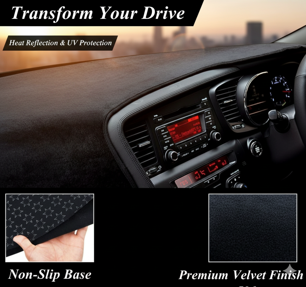 Car Heavy Velvet Dashboard Mats - High Quality Dash Mat Carpets - Anti-Scratch | Washable | Velvet Material - Protects Dashboard From UV Rays