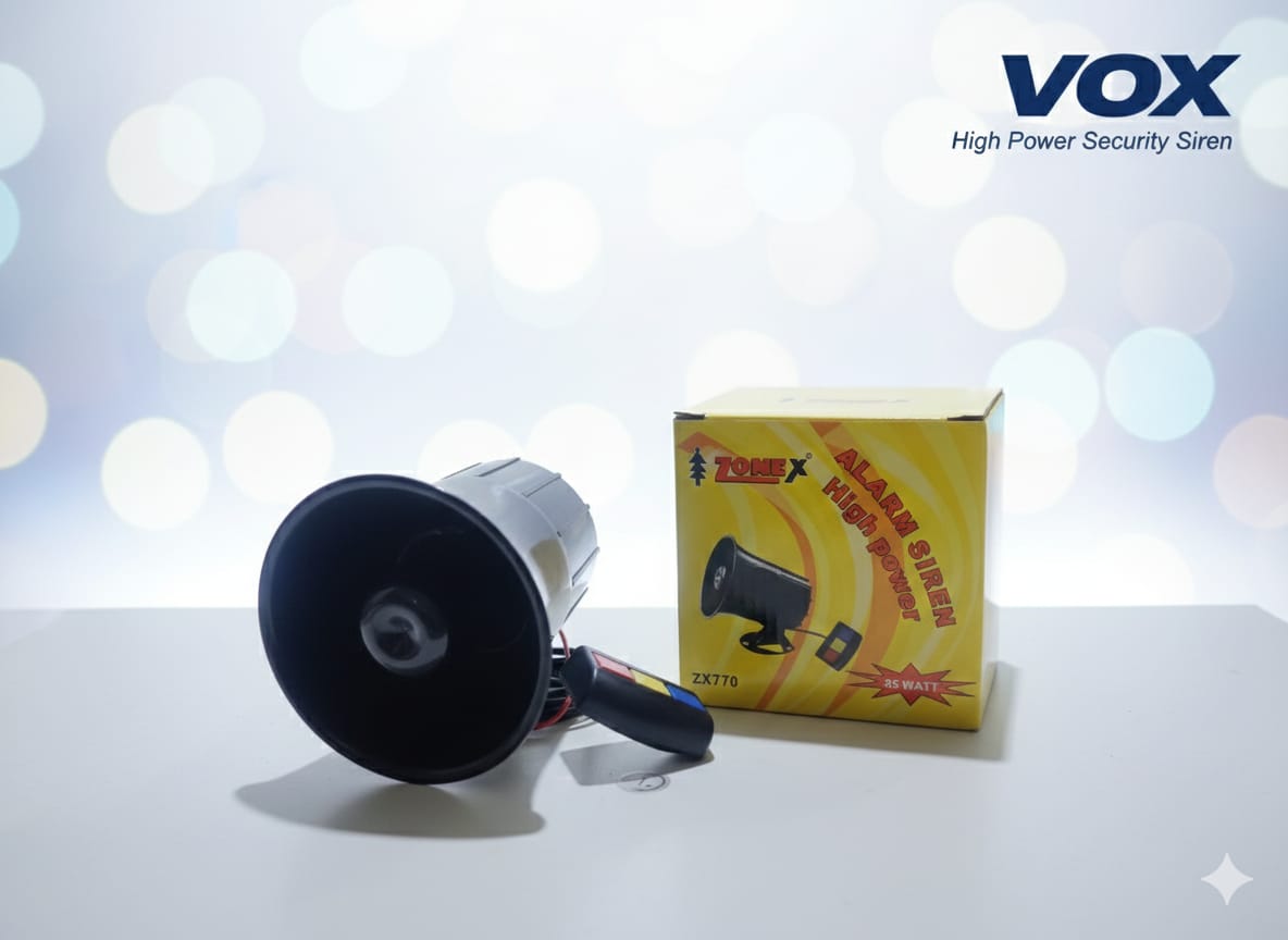 ZONEX High Power Alarm Siren 20W 12V – 6 Tone Loud Security Horn for Car & Bike (ZX3030)