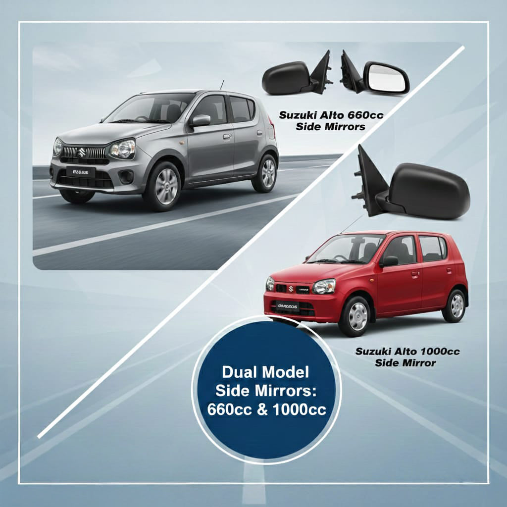 Suzuki Alto Side Mirrors Pair Left Right Black Back View 660cc & 1000cc | Aftermarket Replacement 2 Pcs Alto Side View Mirror