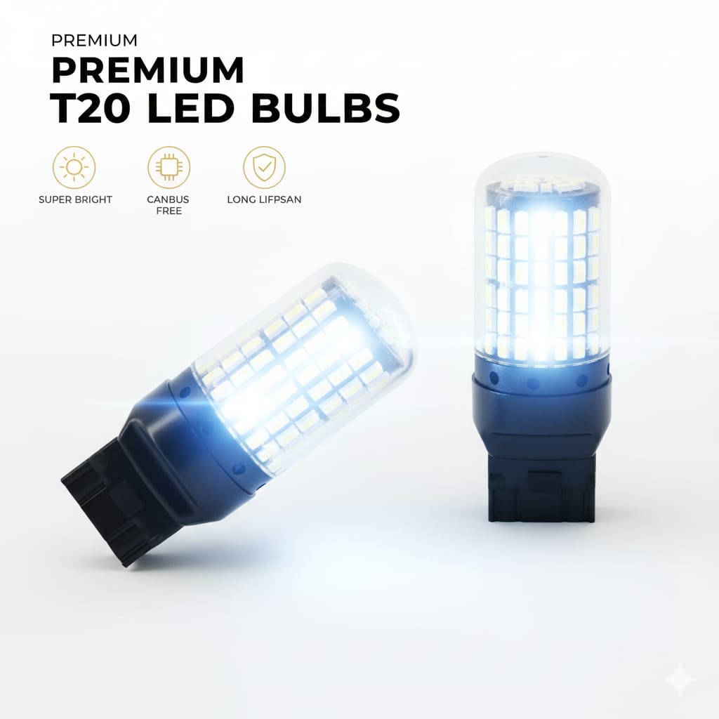 2PCS T20 7440 Canbus Super Bright LED Turn Signal Bulbs | Error-Free W21W | 144 SMD Indicator Lights