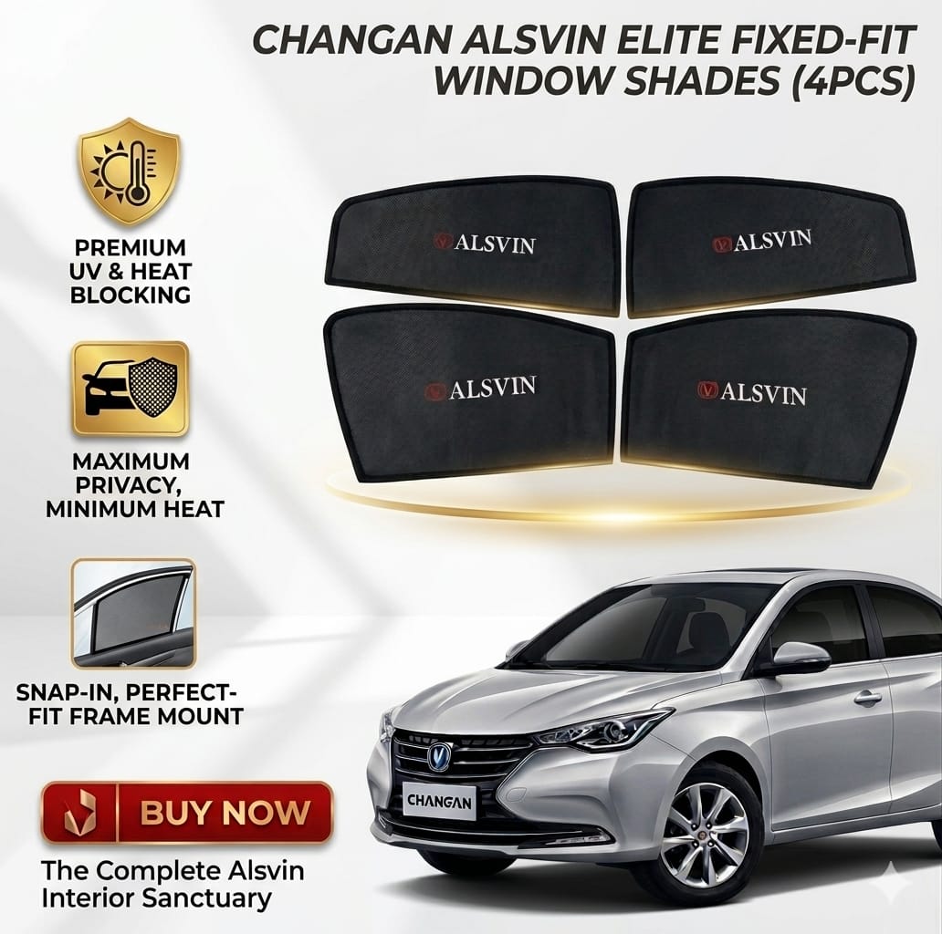 Changan Alsvin Sun Shades with Logo – Car Windows Fixed Type Sun Shades UV Protection, Heat & Glare Shield