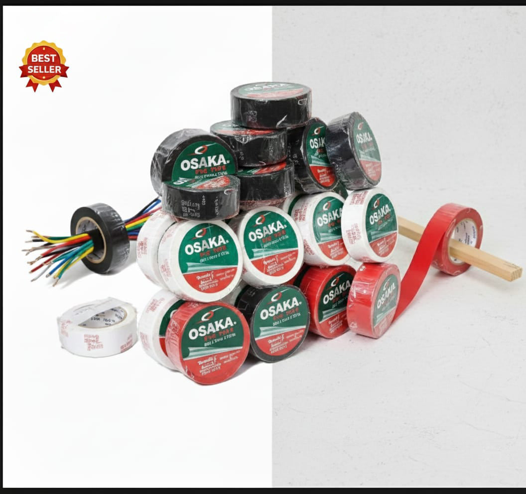 OSAKA Pvc Tape (Pack of 5 or 10) | Extra Strong (10 Yards) Hold & Long-Lasting | Multi-Purpose Cricket Ball Electrical Works, Insulating Tape, Packing, Sealing & Shipping Tape