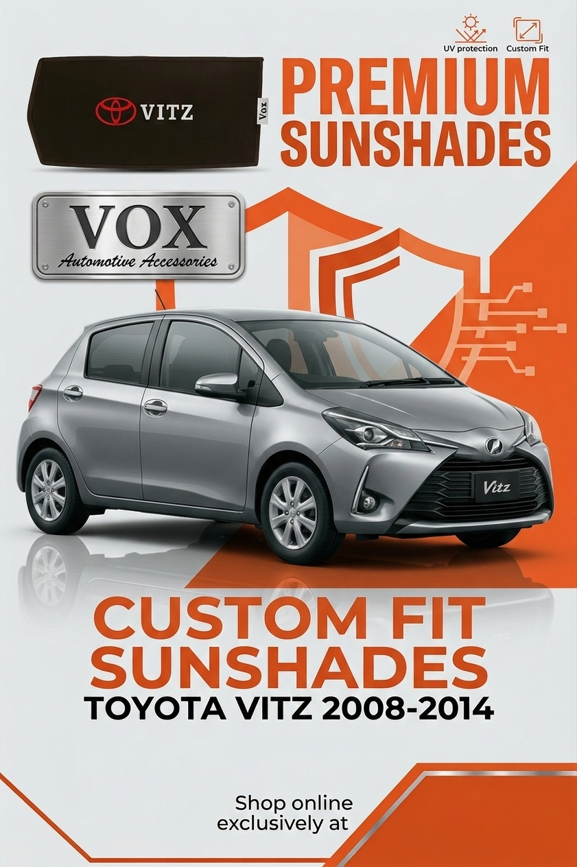 Toyota Vitz Sun Shade 4 Pcs 2008-2014 Fix Type - Vitz Side Window Sun Shades - U V Protection n Easy Fit