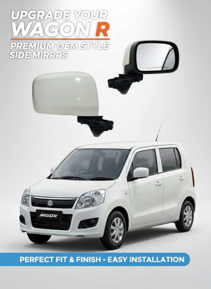 Suzuki Wagon R VXL Side Mirror  Left & Right White Aftermarket Replacement 2 Pcs- | High Quality WagonR Side View Mirror
