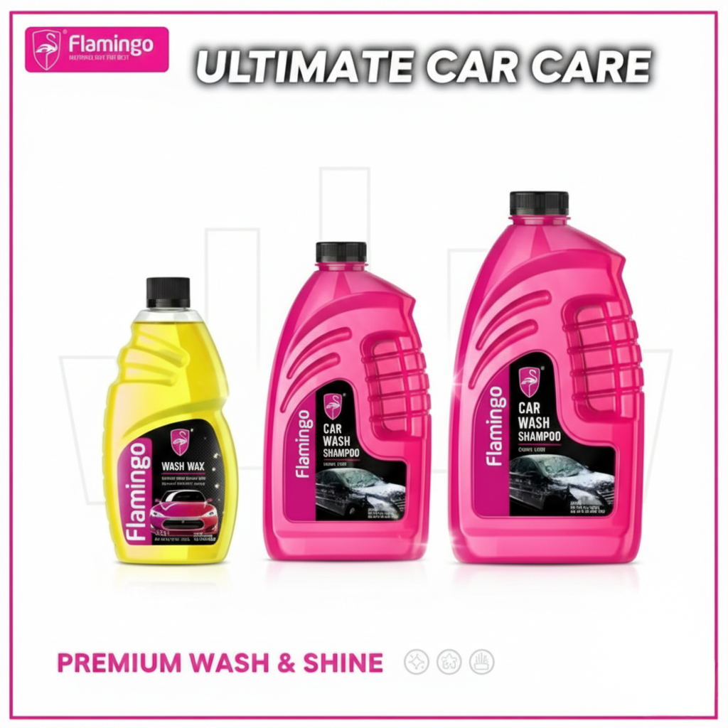 Flamingo Ultra Shine Foam Wash & Wax Shampoo 500ML | Car & Bike Cleaner | High Gloss Finish ⭐