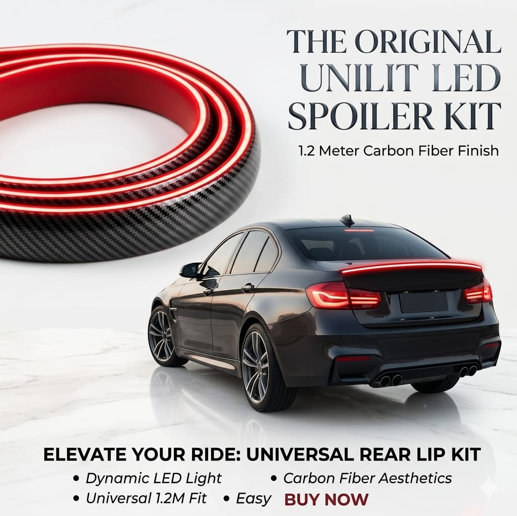 Universal LED Spoiler Light Strip Carbon Fiber Rear Trunk Light Brake Light DRL Turn Signal 1.2M for All Cars