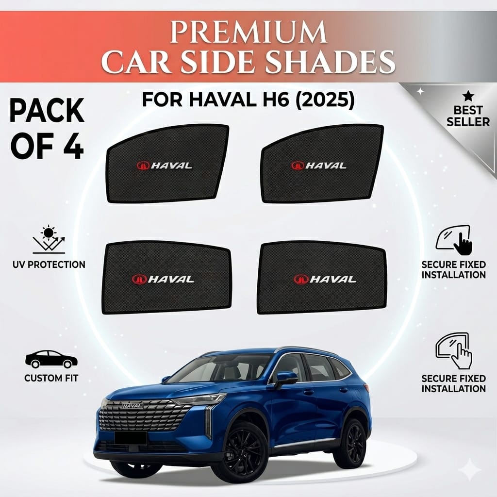 Haval H6 Windows + Back Sun Shades – Custom Fit Fixed Type Car Sun Shades UV Protection Heat Shield Privacy Mesh Curtains H6 2021–2025