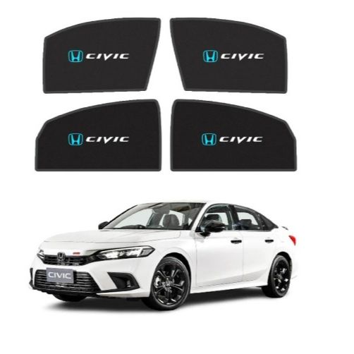 Honda Civic Rebirth Sun Shade 4 Pcs 2013-2016 Fix Type with Logo - Side Window Sun Shades - U V Protection n Easy Fit