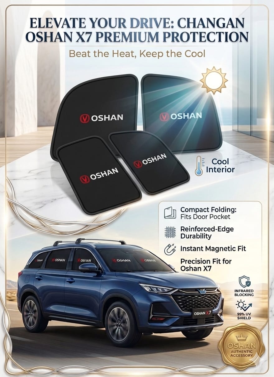Changan Oshan X7 Fixed Type Sun Shades | Custom Fit Side Window Sun Blinds | Net Fabric UV Protection Heat Shield | Privacy Covers