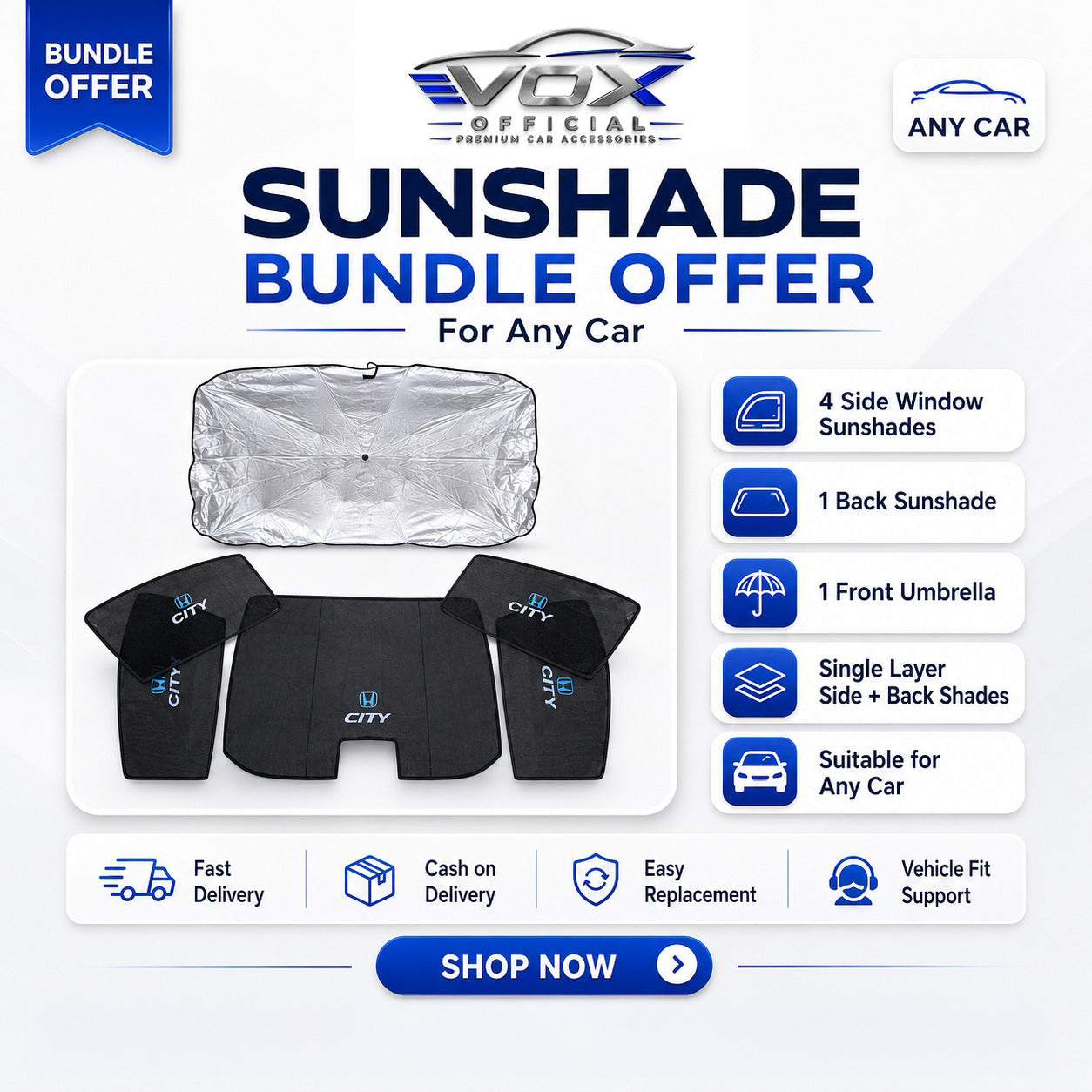 Single Layer Car Sunshade Bundle for Any Car in Pakistan | VOX Official